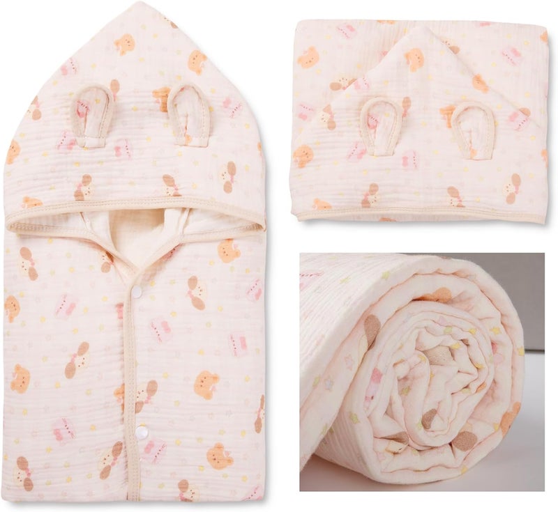 REMASS Hooded Towel Muslin Hooded Towel Made from Organic Cotton 6-Layer Cotton Bath Towel, Soft Bath Towels 25x51inches for Toddler Baby Girl (Galaxy Pet Party) - Image 2